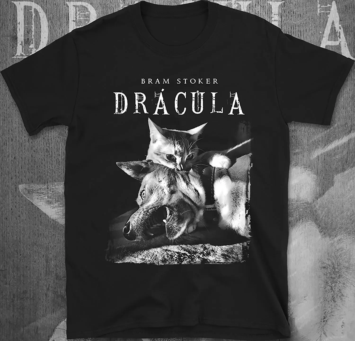 Vampire Cat Dracula T-shirt - Gothic Kitten T-shirt Casual Printed T-shirt Street Wear Short Sleeve