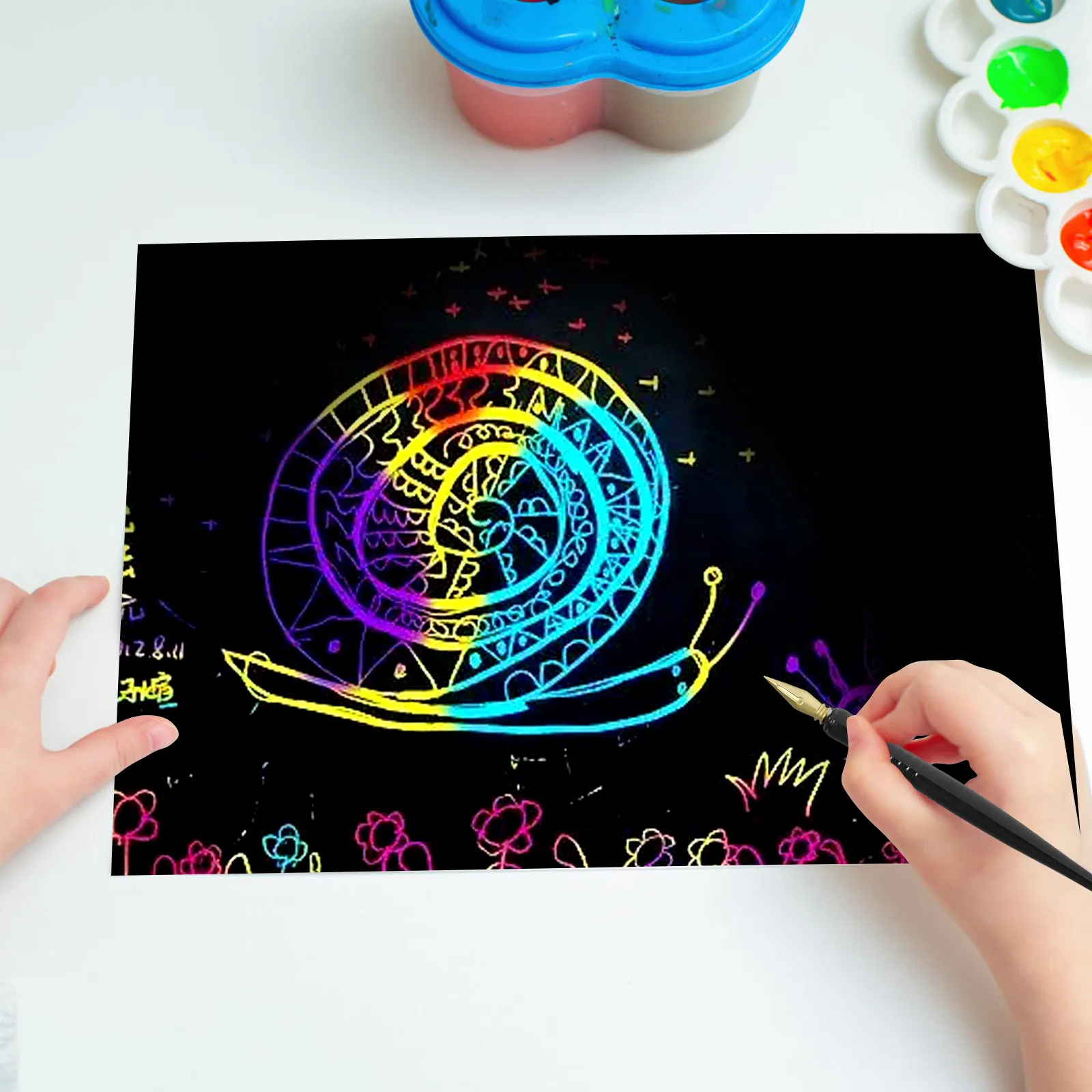 Stylos à gratter pour enfants, 5 pièces, conçus pour le papier à gratter, outils artistiques amusants, ensemble de dessin créatif, fournitures colorées pour gratter