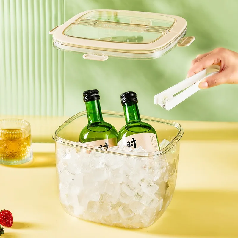 Transparent Ice Bucket Portable Retro Champagne Summer Beer Bucket  Large Capacity Fruit Storage Bucket Box Container