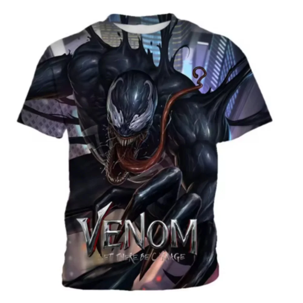 Summer Marvel Venom 3D Printed Adult Men's Short Sleeved Street Casual Fast Breathable Fashionable Round Neck T-Shirt