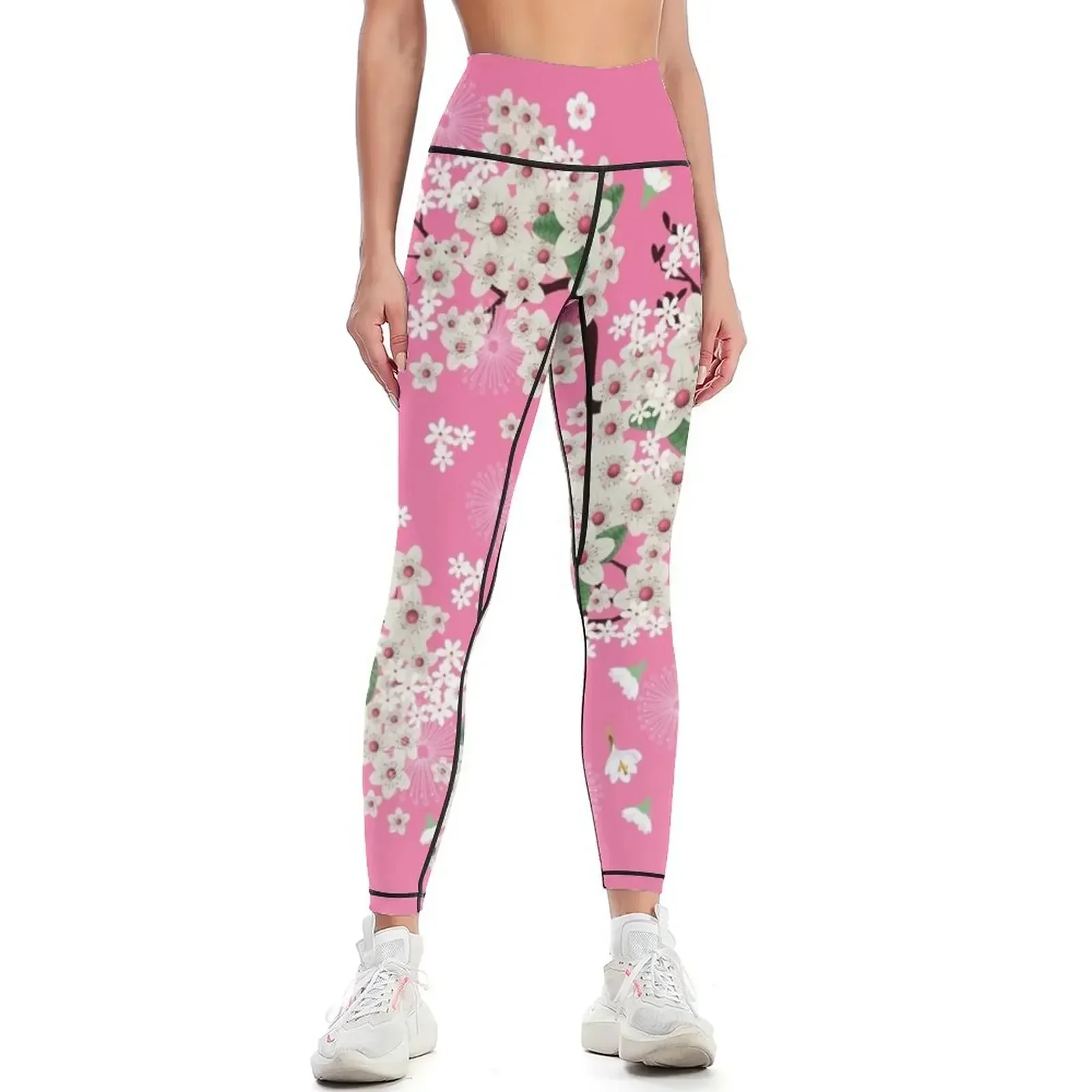 

Spring in Tokyo_Pink Background Leggings active wear joggers for sporty woman gym Legging sport Womens Leggings