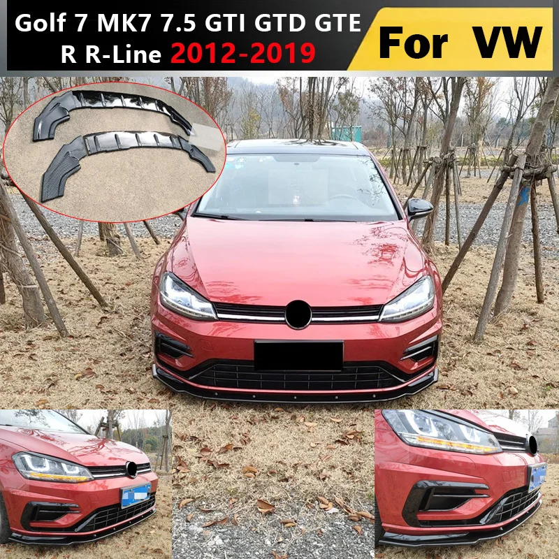 

For VW Golf 7 MK7 7.5 GTI GTD GTE R R-Line 2012-2019 Front Bumper Lip Canards Spoiler Splitter Diffuser Body Kits Guard CS Style
