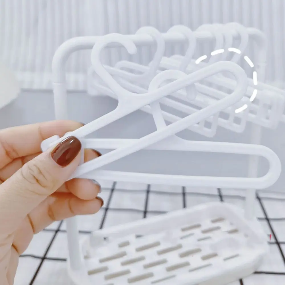 Mini Clothes Hanger Plastic Multi Functional Dolls Clothes Storage Rack Windproof 4/6.5cm Clothes Display Rack Ob11 Clothes