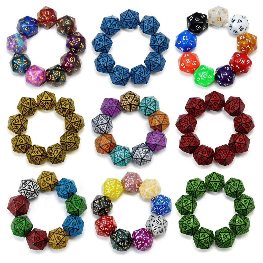 DND polyhedral dice (D20 dice, 10 pcs , suitable for compatible DND RPG MTG role-playing tabletop games