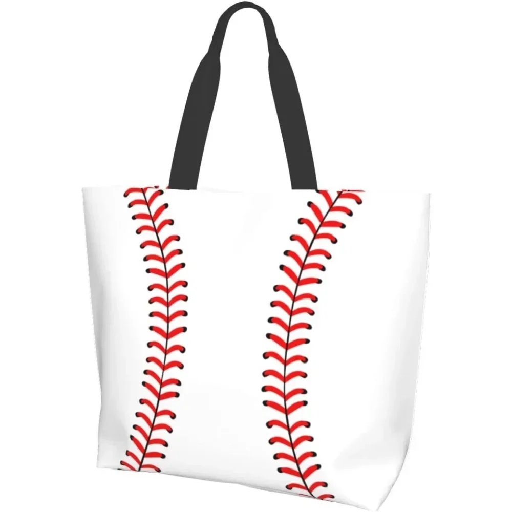 Ball Sports Canvas Tote Bag Woman Pickleball Tote Handbag Large Oversize Casual Canvas Beach Travel Reusable Shopping Bags