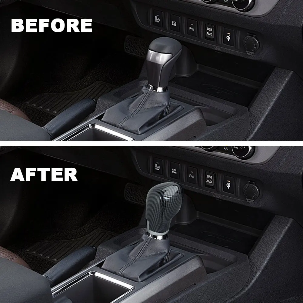 Fit for Toyota Tacoma 2016 2017 2018 2019 2020 ABS Carbon Fiber Gear Shift Knob Cover Trim Accessories