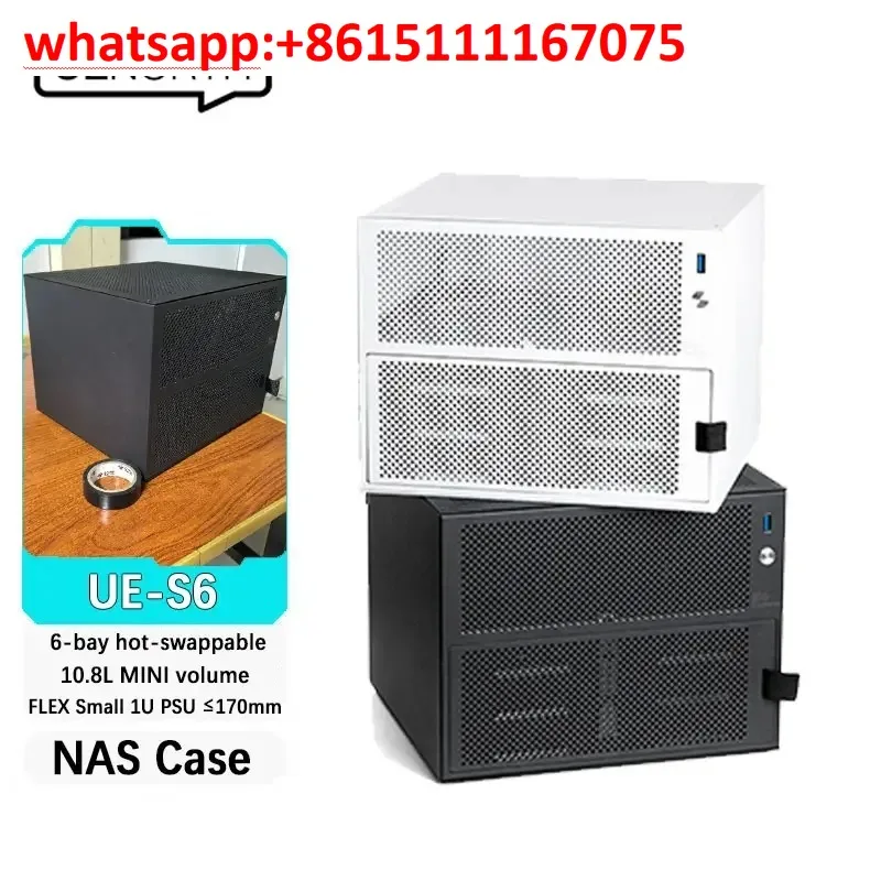 U-ES-6 6 Hard Drive Bay NAS Case, ITX Motherboard Compatible DIY Small Network Storage Server Chassis