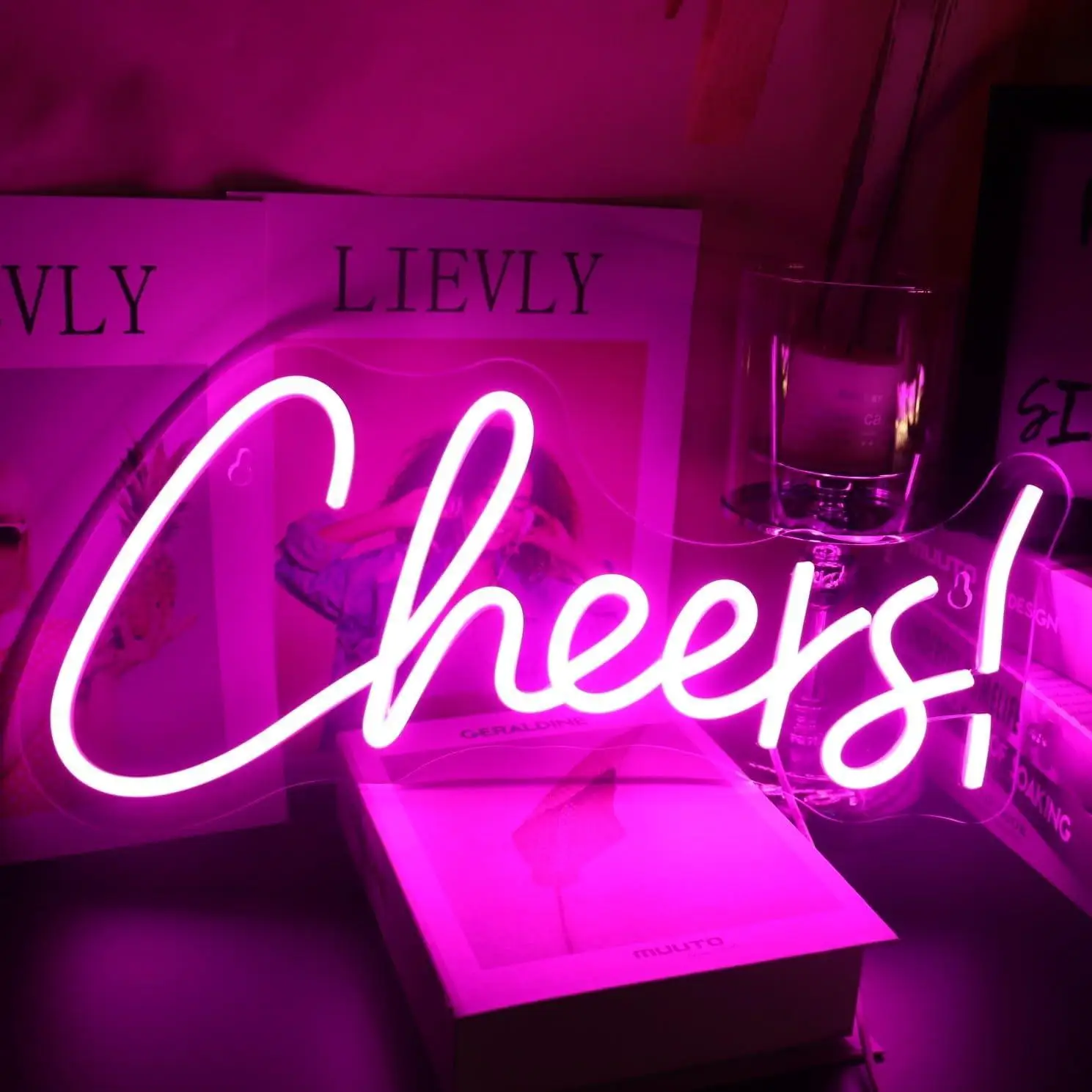 

Cheers Neon Sign Word Light Up Signs for Bedroom Home Game Room Beer Bar Club Pub Hotal Desk Wall Art Decorations Party Light