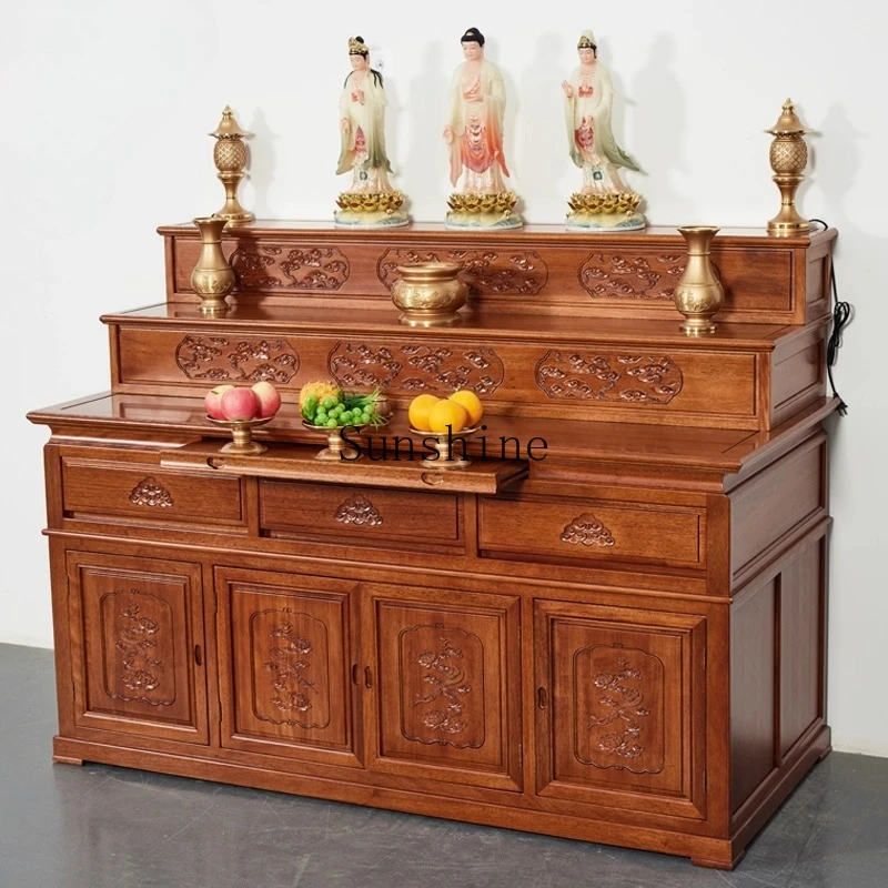 Household stepped solid wood shrine cabinet New Chinese style central hall case Buddhist cabinet