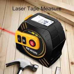 REVASRI Laser Tape Measure 40M Meters Infrared Laser Distance meter with HD Smart Display Multi-Function Measuring Tool