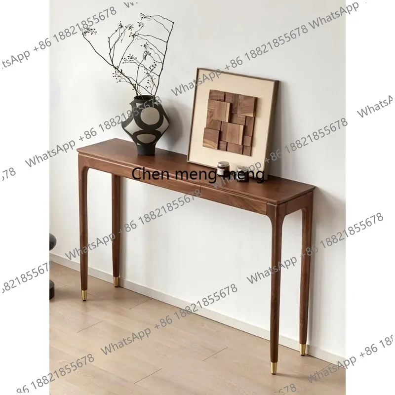 Mesa de entrada de madera maciza de nogal negro norteamericano, estilo chino de lujo ligero, mesa de suministro para bar, mesa de entrada sencilla