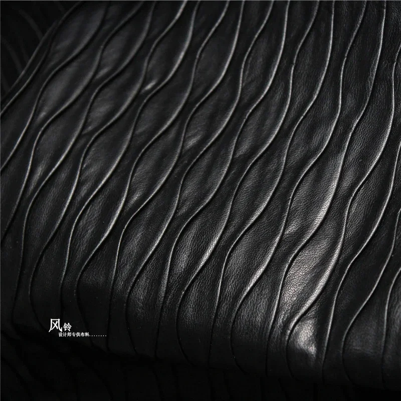 Pleated PU Leather Fabric for Creative Clothing Jacket Dress Fashion Designer Handmade Diy Sewing Material Cloth