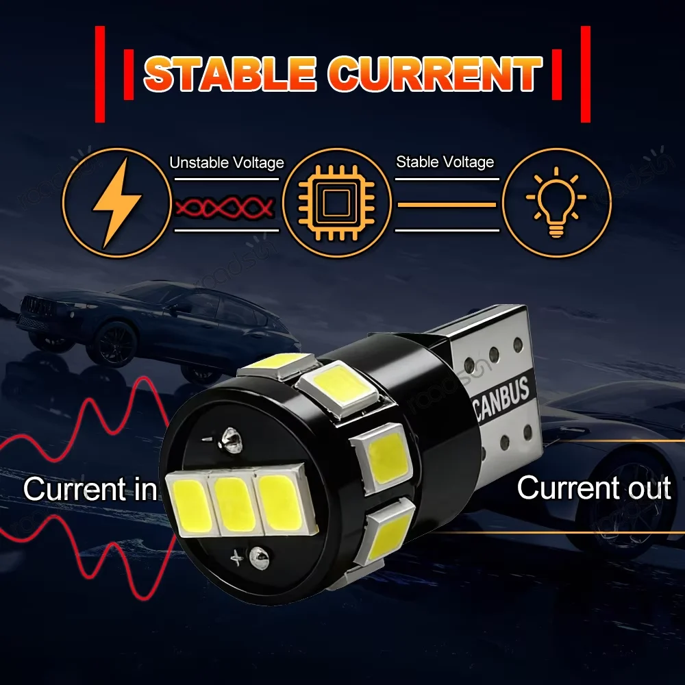 2PCS 6000K White T10 W5W Canbus LED Clearance Light Mini Size 12V 24V Plug and Play Small Light For Smart Fortwo 451 2007-2021