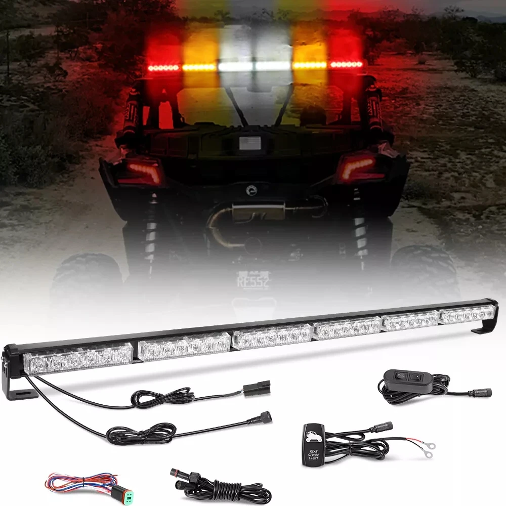 for Polaris Ranger, General, RZR UTV 37inch Rear Chase LED Light Bar Brake Reverse Running Strobe Turn Signal Light Truck RYWWYR