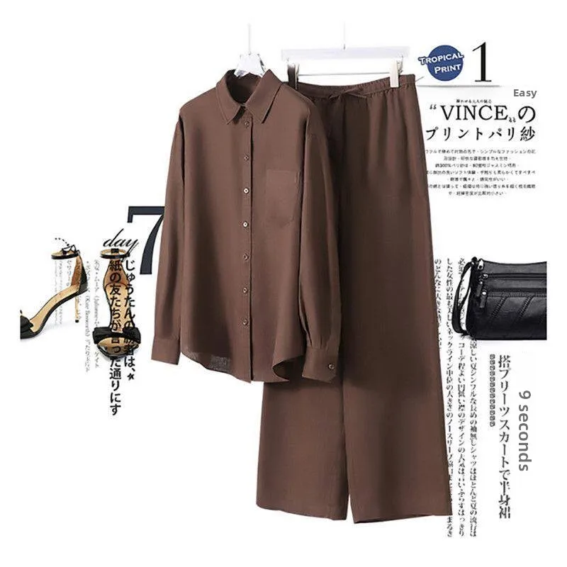 

Loose Casual Cotton Linen Simulation Women's Summer Shirt Two-Piece Set Comfortable Breathable Fashionable Spring Autumn