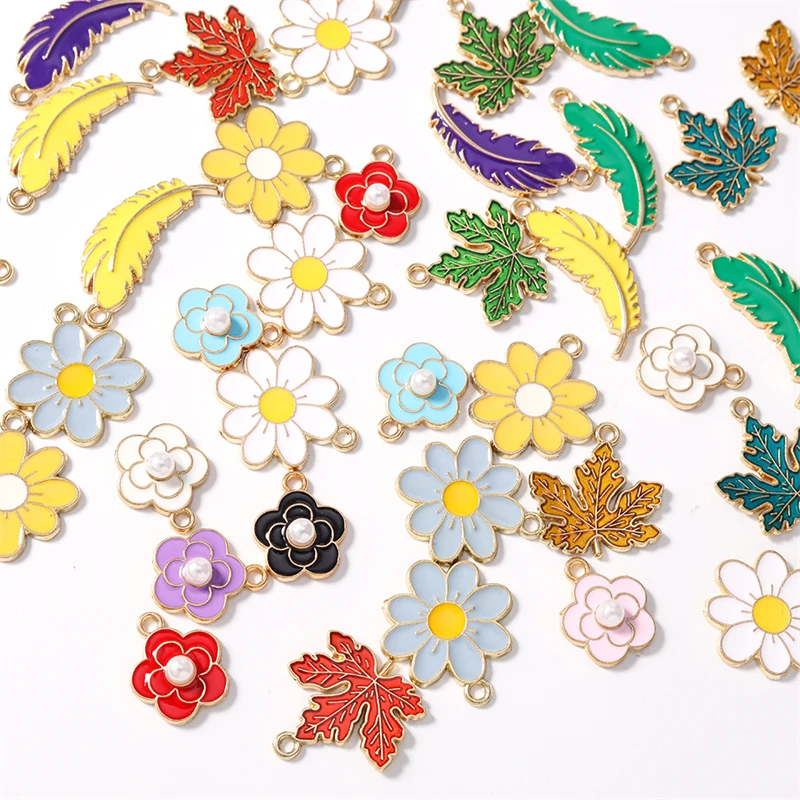 

Duarte 20Pcs/Lot Cute Plant Charms Enamel Flower Tree Leaf Charms Pendants for Jewelry Making Necklaces Earrings DIY Crafts Gift