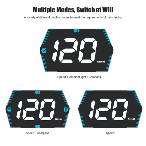 Imagen 2 del producto Pantalla frontal G20 HUD con conexión USB velocímetro brújula GPS proyector de coche alarma de exceso de velocidad pantalla Mph Kmh HD