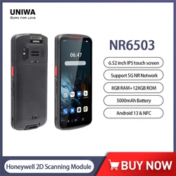 UNIWA NR6503 Smartphone Android 13 IP66 skaner QR PDA Honeywell 2D moduł skanujący 8GB + 128GB RFID czytnik 5000mAh 5G sieć NFC