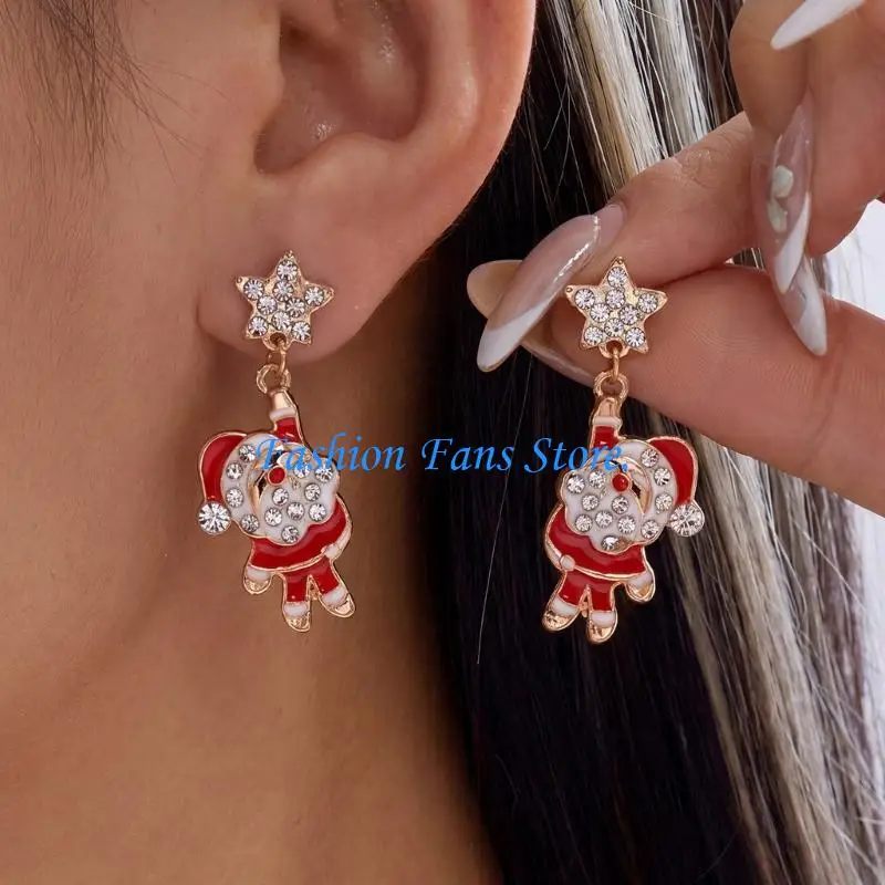  Christmas Post Earrings for Women, Light-Catching Decorations Ear Jewelry, Hanging Profile, and Electroplated Finish