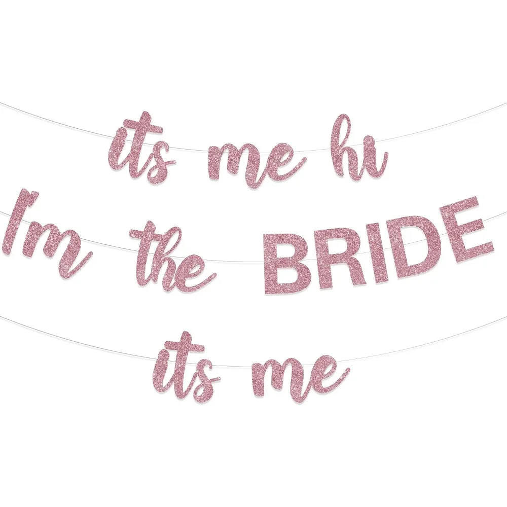 Bachelorette Party Banner It’s Me Hi I’m The Bride It’s Me Banner Rose Gold for Bride To Be Bridal Shower Wedding Decorations