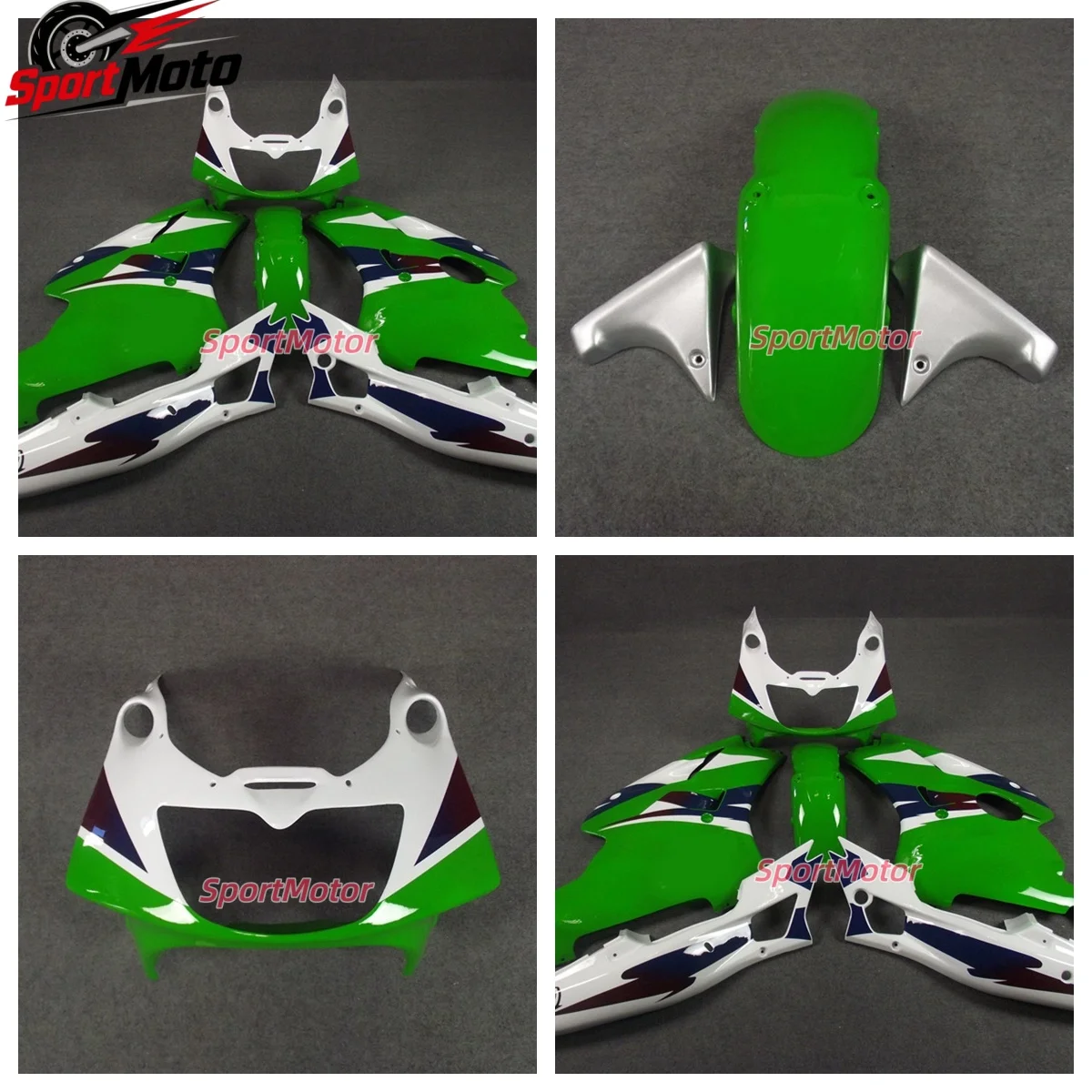 Motorcycle Fairing Kits for Kawasaki Ninja ZXR400 1991-1996 ABS Green White Bodywork Set