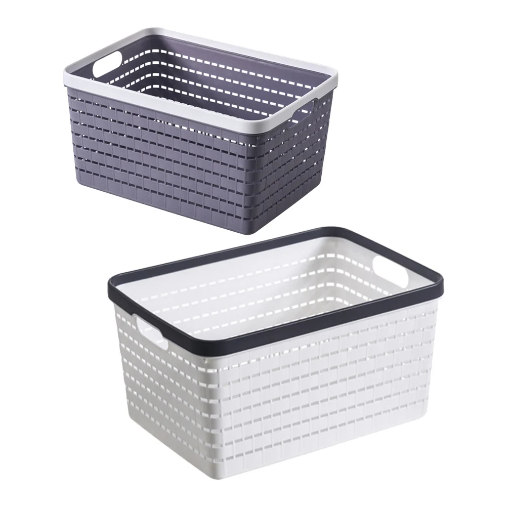 

2 pcs Plastic Storage Baskets Small Compact For Kitchen Bathroom Pantry Closet Desktop Organizer Lightweight Home
