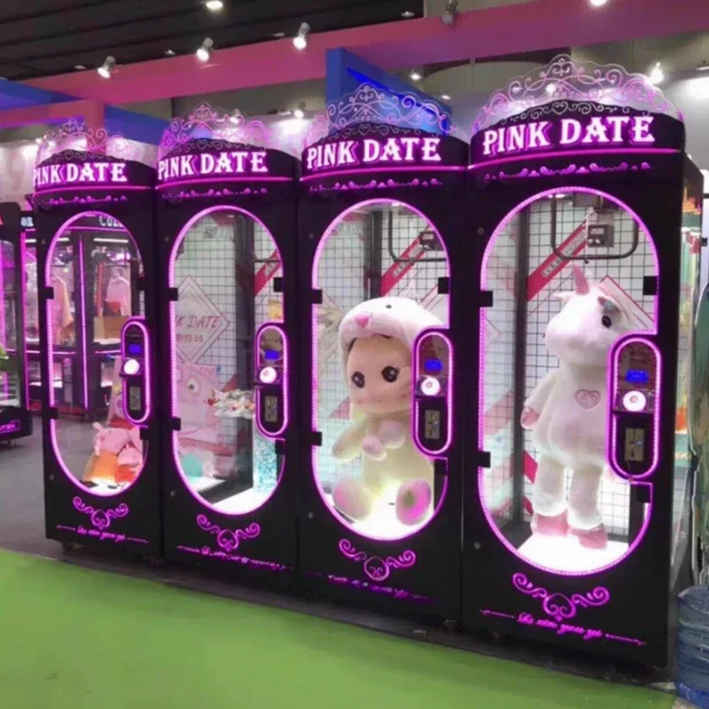 

A- Pink Date Scissors Cut Prize Gift Machine Adults Kids Amusement Arcade Big Dolls Plush Toys Vending Coin Operated Game Machin