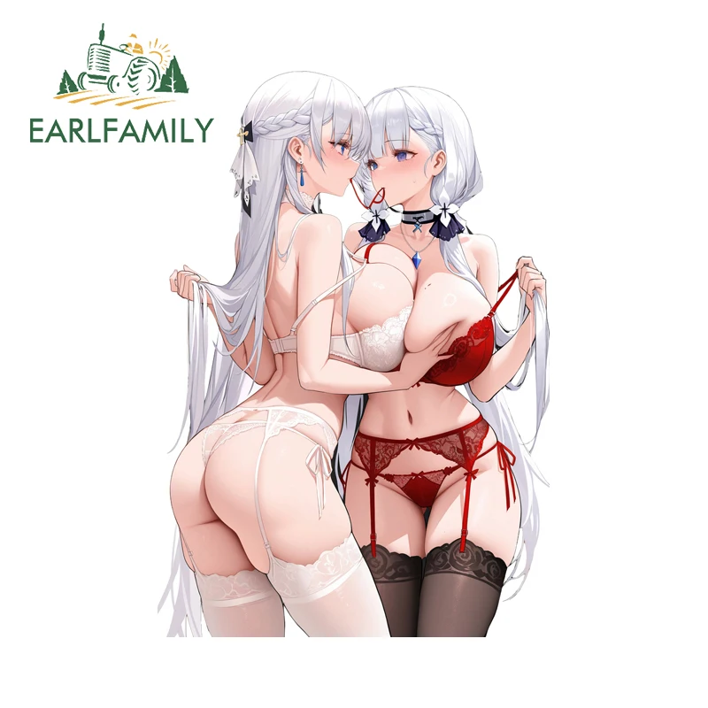 

EARLFAMILY Sexy Long Hair Girls Car Sticker NSFW Bikini Anime Computer Host Decal Waifu Breast Personality Camper Windows Decor
