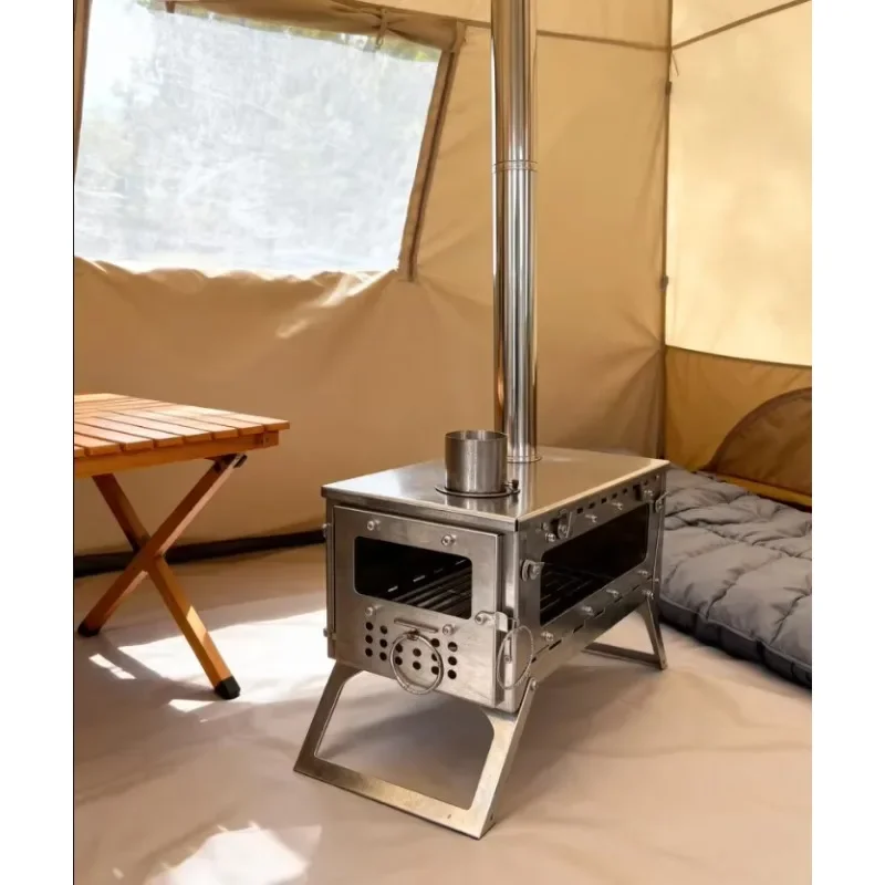 

Outdoor Camping Portable Titanium Alloy Foldable Firewood Stove for Multi-Functional Heating