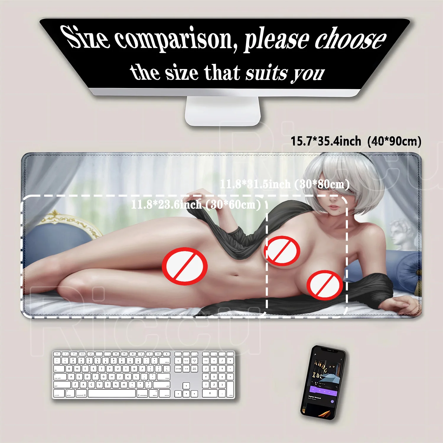 أنيمي مثير فتاة ماوس الوسادة كمبيوتر محمول Kawaii الألعاب ماوس XXL Nier Automata هنتاي الصدر 2b لوحة المفاتيح الكمبيوتر الموسعة مكتب حصيرة مكتبية #4