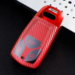 Carbon Fiber TPU Car Smart Key Case Cover for Audi A1 A4 A5 A6 A7 A8 B6 B7 B8 B9 TT 8S Q3 Q5 Q7 S5 Protection Holder Shell Fob