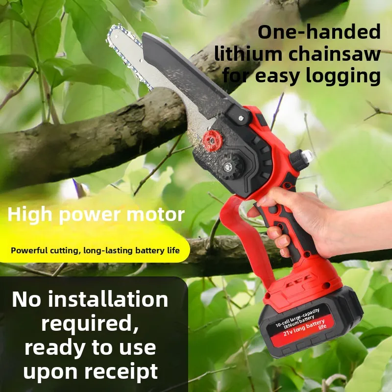Household Mini Cordless Chainsaw, Handheld Lithium‑ion Cutter for Outdoor Tree & Firewood Cutting