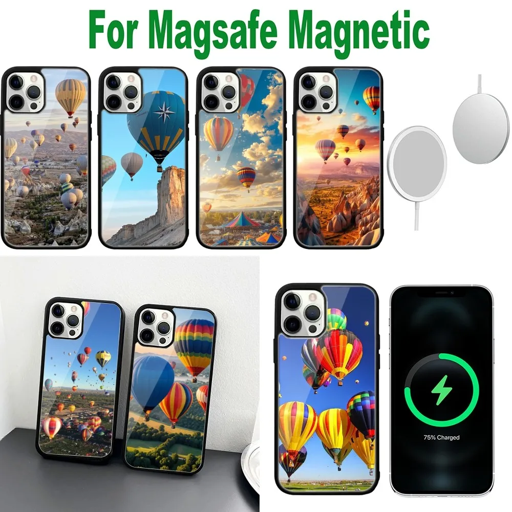 Hot Air Balloon Phone Case For iPhone 16,15,14,13,12,11,Plus,Pro,Max,Mini Magsafe Magnetic Wireless Charging