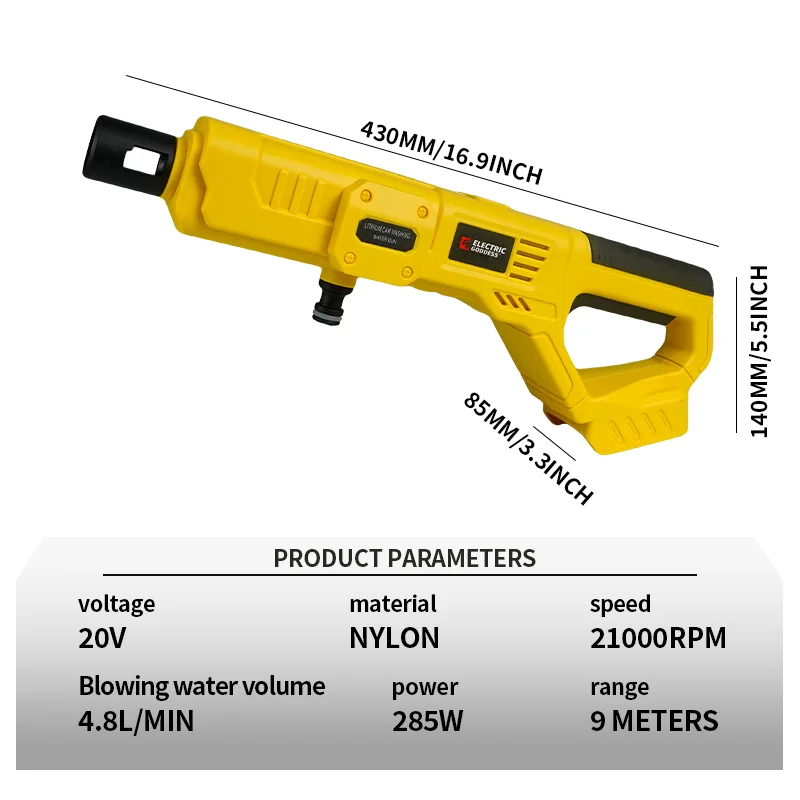 200Bar Car High Pressure Cleaner Washer Spray Water Gun Cordless Car Wash Pressure Water Cleaning For Dewalt 20V Battery Pin