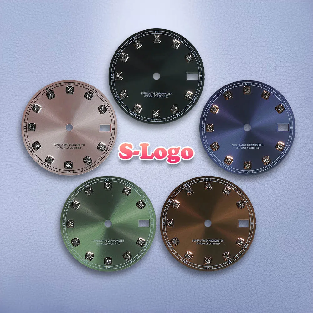 28.5 ミリメートル S ロゴ NH35 ダイヤルサンレイダイヤモンドダイヤル NH35/NH36 ムーブメントに適した発光なし NH35 時計アクセサリー時計ダイヤル