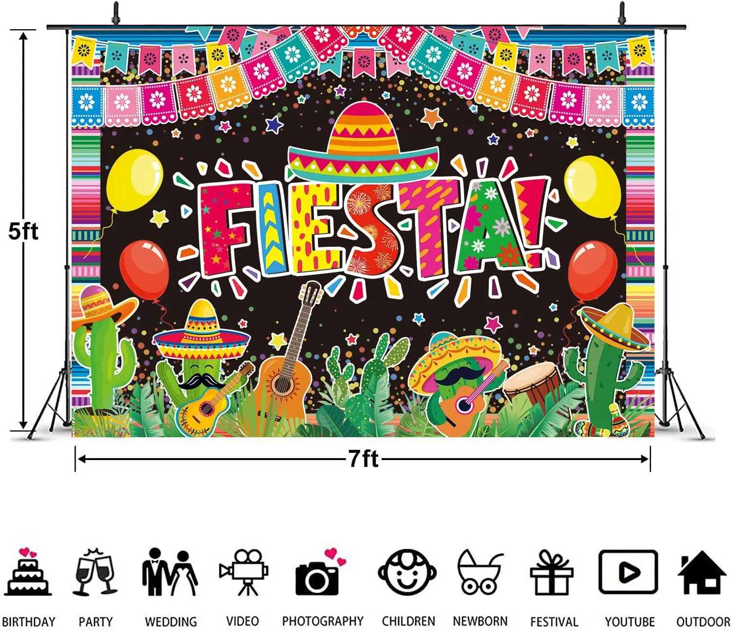 Cinco De Mayo Theme Party Background Mexican Fiesta Festival Backdrop Banner Party Decoration view 6