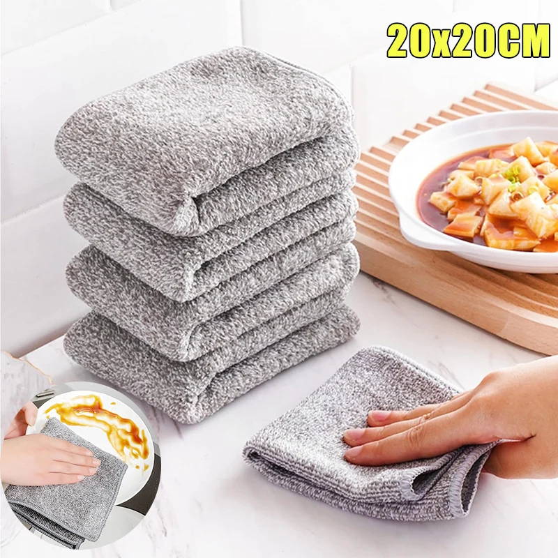 Bamboo Charcoal Towel Fine Fiber Dish Washing Kitchen Cloth Rag Thickened Water Absorption Cleaning Hand Cleaning Cloth