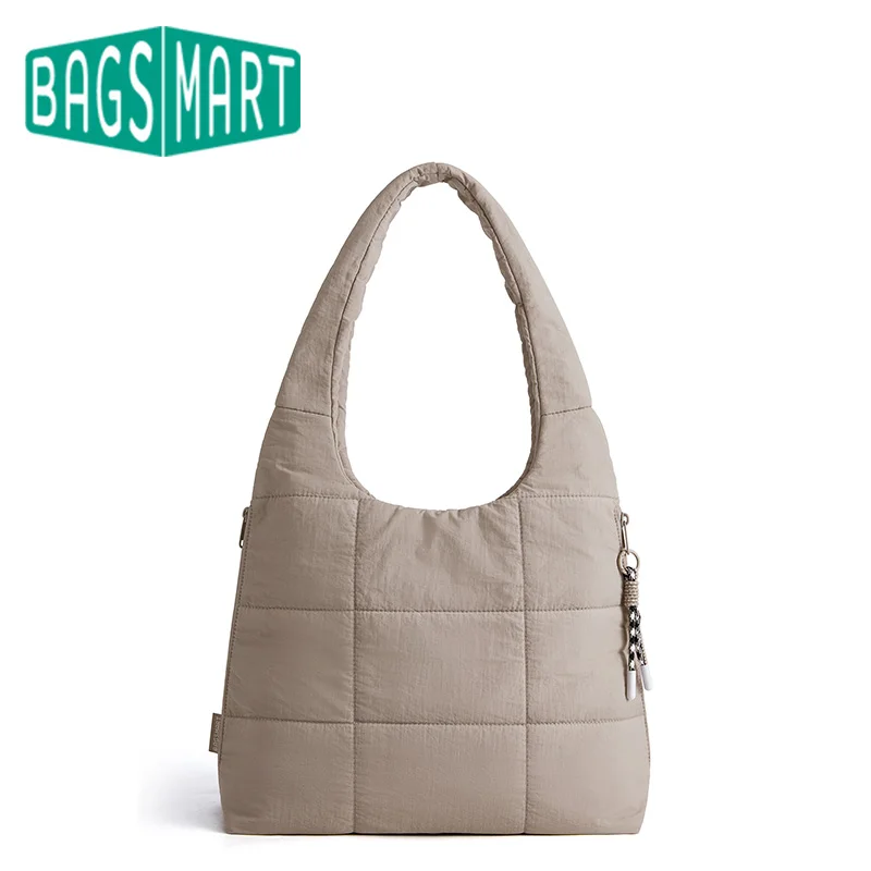 BAGSMART Puffy Hobo Bag for Women Lightweight Quilted Shoulder Bag Water-Resistant Casual Tote Bag for Commute Travel Daily Use