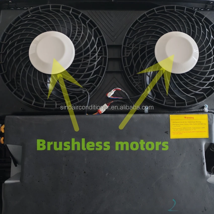 تكييف الهواء 12 فولت مروحة مزدوجة السيارات تهب النحاس المبخر فرش 24 فولت Rv مكيف الهواء 12 فولت مكيف الهواء