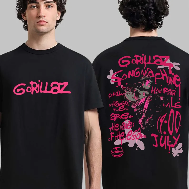Gorillaz Band Print Short Sleeve T-shirt Alternative Electronic EDM DJ Post Punk Band Shirt Men Women 2026 Summer Streetwear Top