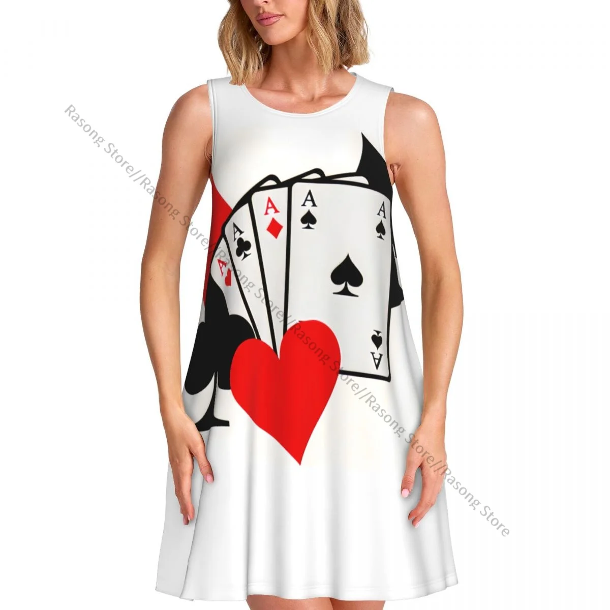 レディース ドレス フォー エース トランプ 夏 カジュアル Tシャツ ビーチ カバーアップ タンクドレス