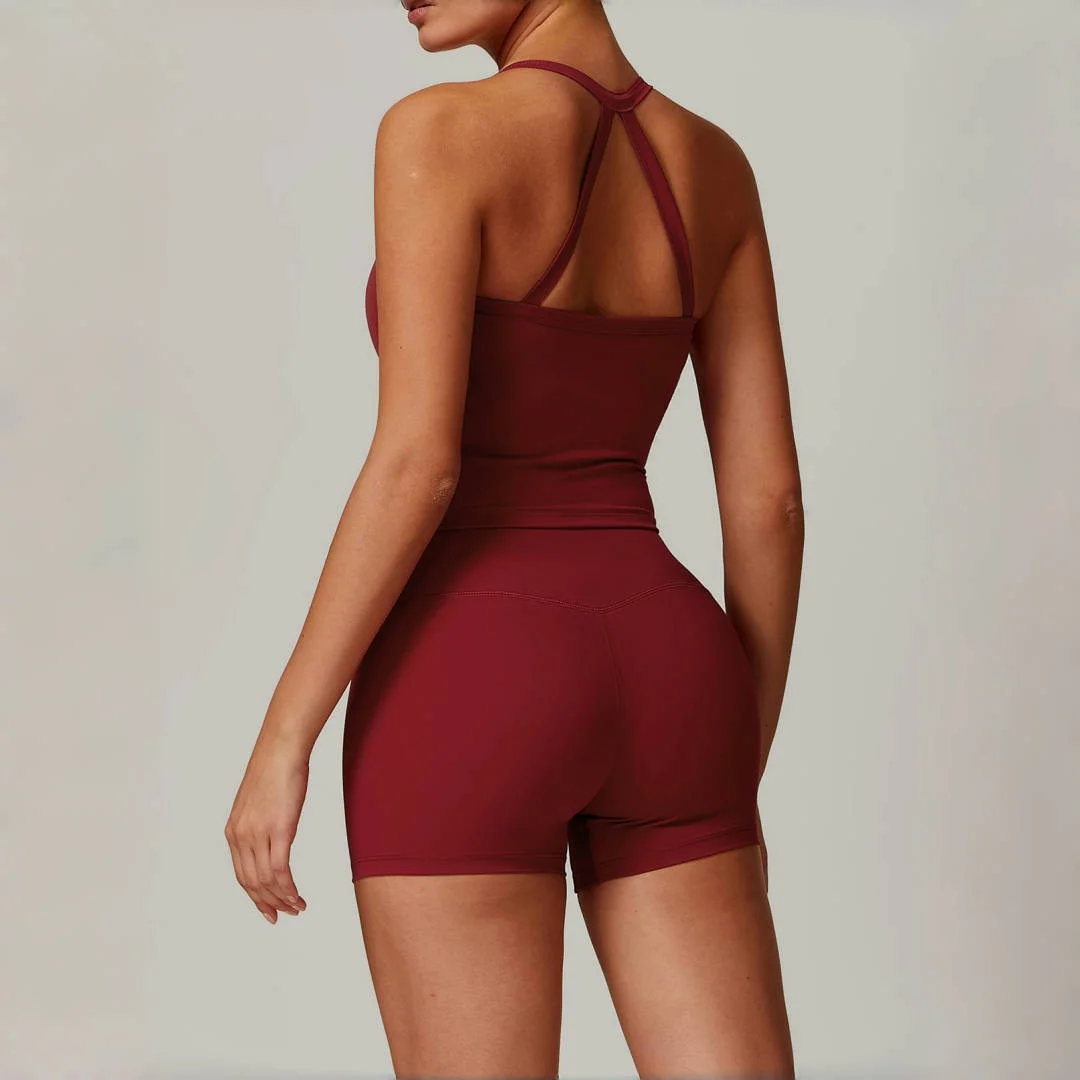 

Yoga Suit Sports Fitness Grinding Skinny Quick-drying Sports Vest Outdoor Running Workout Clothes Gym Sports Shorts Set Women