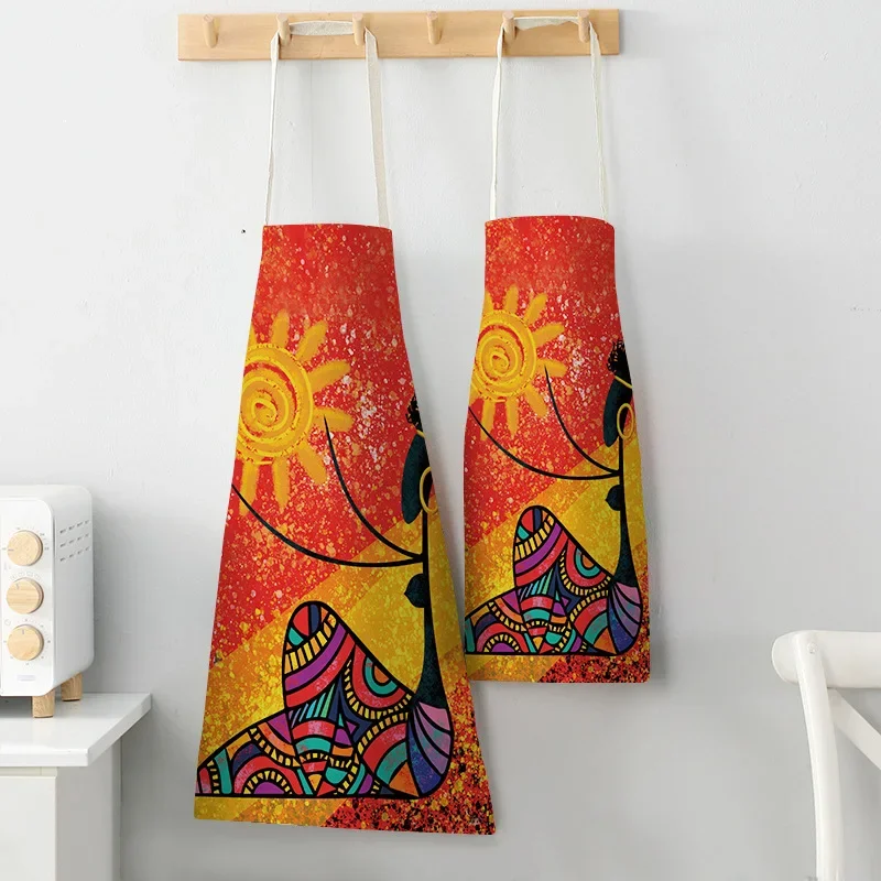 1Pcs Abstract African Woman Pattern Kitchen Sleeveless Aprons  Pinafore Bibs Women Cleaning Apron Home Cooking Pinafores Fartuch