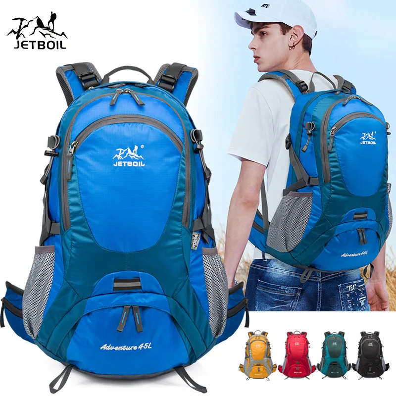 Jetboil 45L Waterproof Waist Backpack Outdoor Sports 450D Nylon Waterproof Mountaineering Bag Professional Double Shoulder Bag