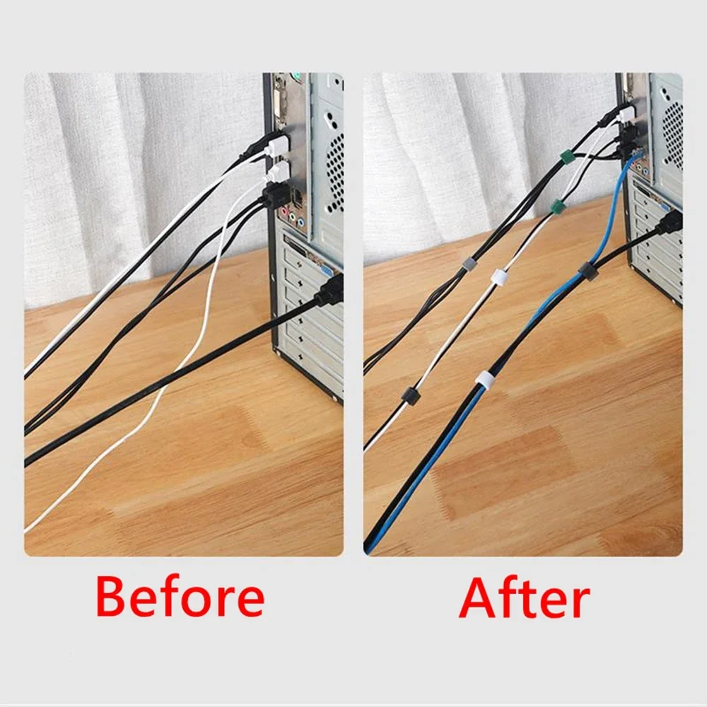 1.5 Meter/Rol Nylon Kabelbinders Power Wire Loop Tape Multifunctionele Nylon Banden Sluiting Herbruikbare Zelfklevende Tape