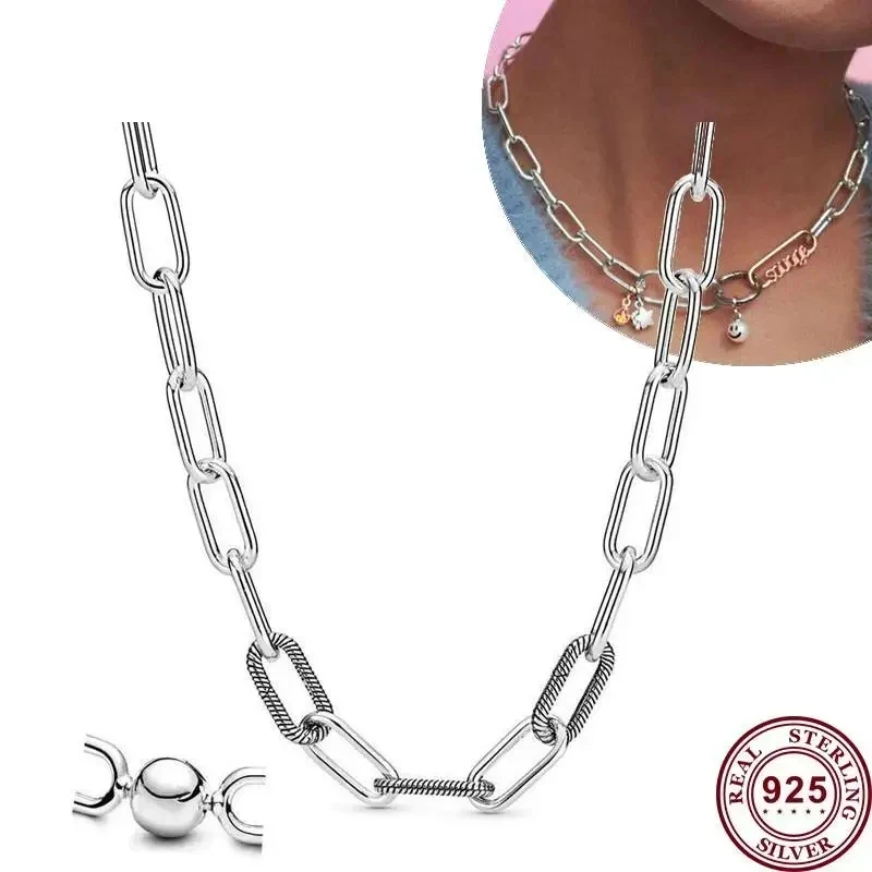 New hot selling S925 sterling silver exquisite ME series gold women's logo pearl ring chain necklace engagement DIY charm jewelr