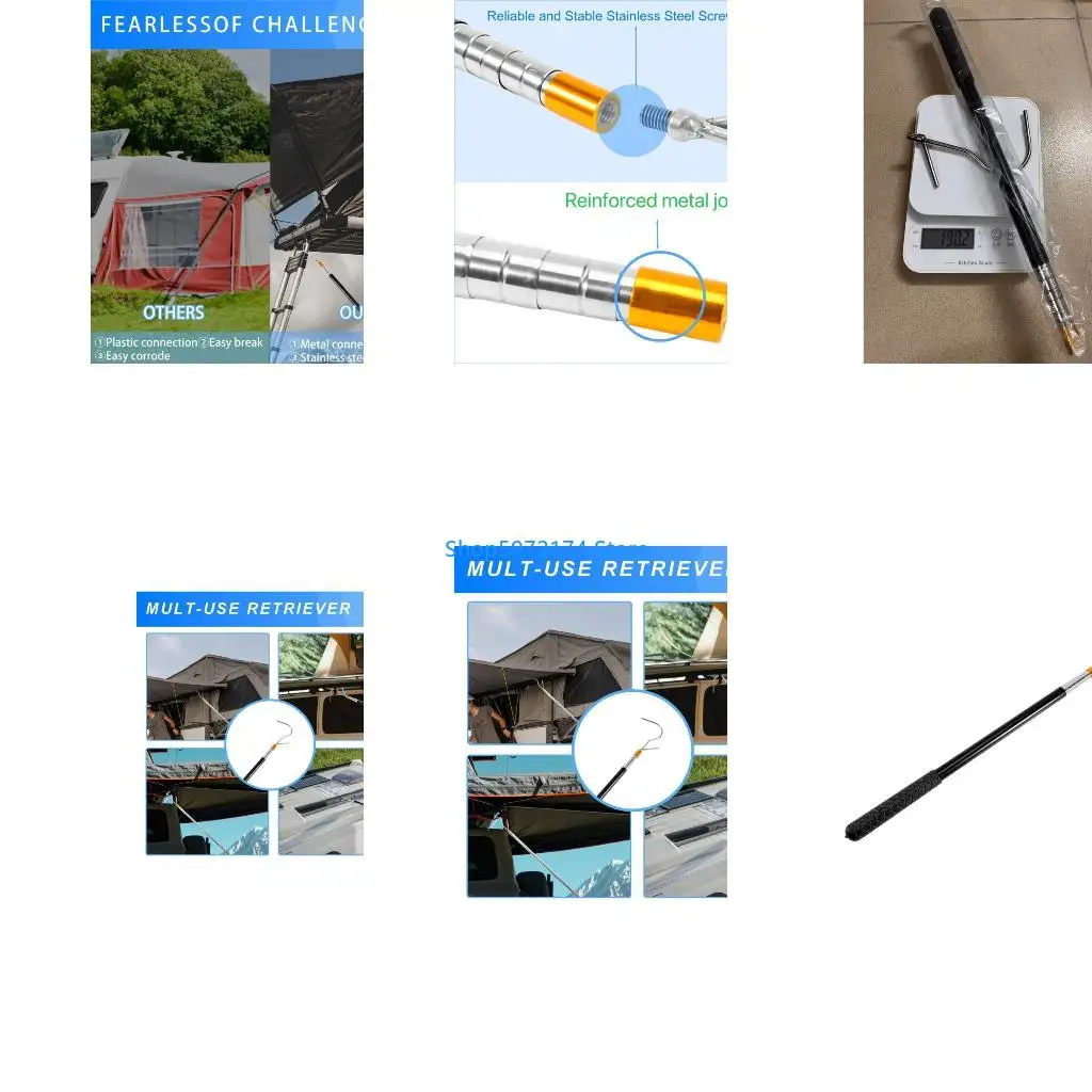 Y3NB Telescopic Extension Tool Awning Opener Puller Reach Rod for Campers Awning Parts Replacement Components