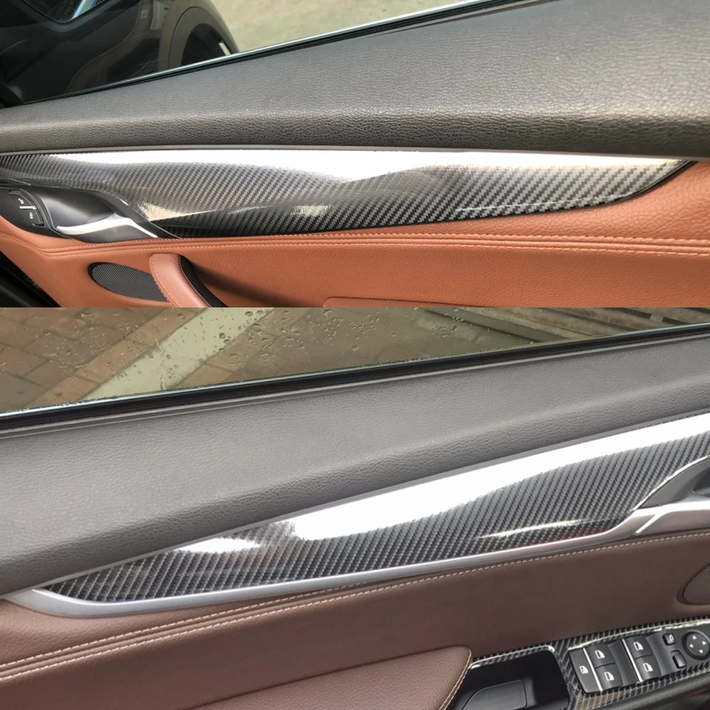 Carbon Fiber For Bmw X5 F15 2014-2018 Film Interior Stickers Center Console Gear Dashboard  Door Handle Lift Panel