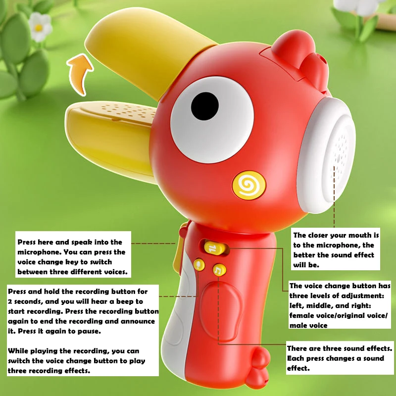 Cartoon Cute Toucan Voice Changer Toy Children's Microphone Funny Trumpet Funny Early Learning Puzzle Toys Holiday Birthday Gift