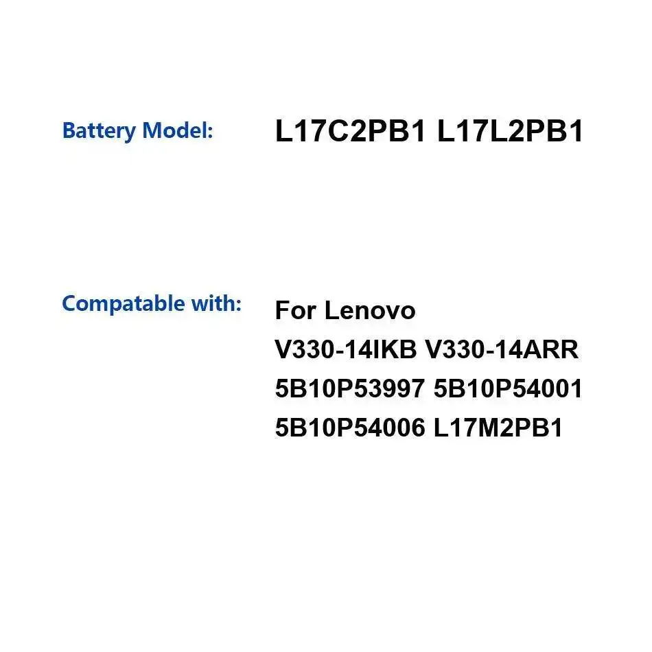 

Аккумулятор для ноутбука L17C2PB1 L17L2PB1 3900 мАч для Lenovo V330-14IKB V330-14ARR 5B10P53997 5B10P54001 5B10P54006 L17M2PB1